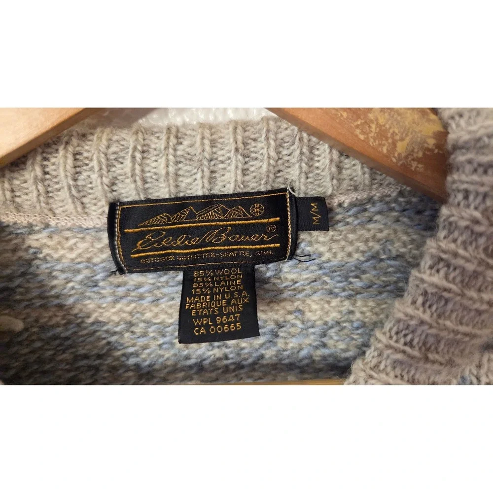 Vintage Eddie Bauer Wool Fair Isle Knit Sweater 1990s Granola Heritage Medium‎